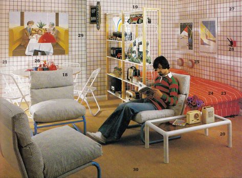 1980s Interior, 80s Interior Design, 80s Interior, 80s Decor, Retro Interior Design, Studio Room, Vintage Interiors, Cool Apartments, House Room