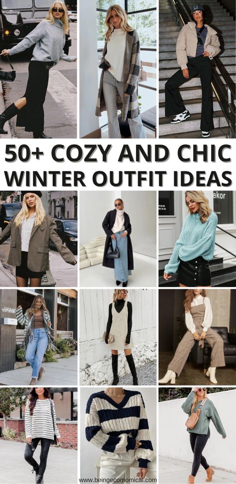 Women Cold Weather Outfits, Casual Cheap Cardigan For Cold Weather, Winter 2023 Outfit Ideas, Outfit For Freezing Weather, Cold Weather Jeans Outfits, Winter Weather Outfits Casual, Winter Outing Outfit Cold Weather, Winter Rainy Day Outfit Cold Weather, Cozy Winter Work Outfits For Women