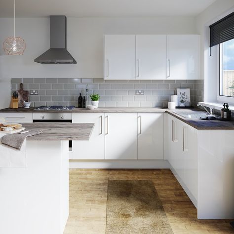 Kitchen Ranges | Great Deals on Kitchen Ranges | Homebase Slab Kitchen Cabinets, Kitchen Cabinet Sizes, Glass Kitchen Cabinet, Kitchen Ranges, Glass Kitchen Cabinet Doors, White Gloss Kitchen, Slab Doors, Kitchen Pans, Gloss Kitchen