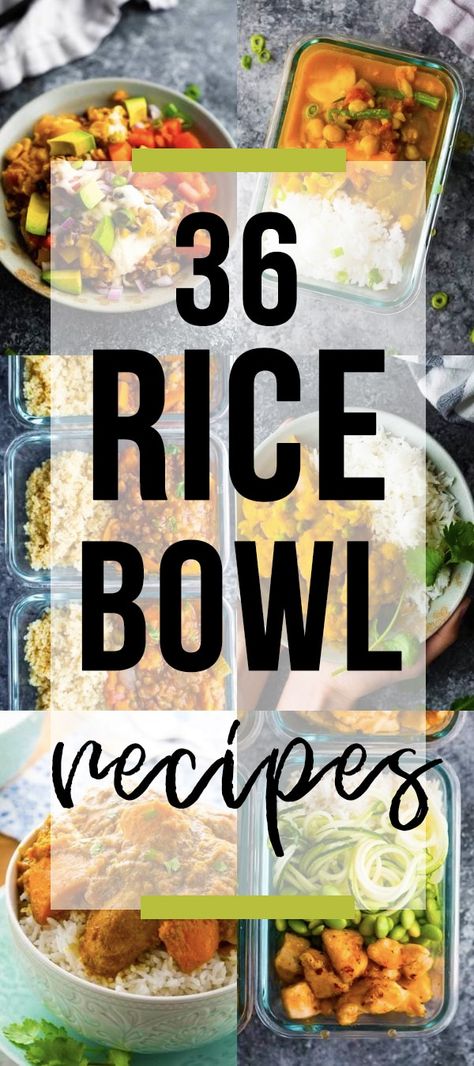 Sharing 36 delicious rice bowl recipes that you can meal prep. These recipes are perfect for an office lunch or re-heatable dinner. Many of them are even freezer-friendly! #sweetpeasandsaffron #ricebowls #mealprep Beef Rice Bowl Recipe, Rice Bowl Recipes, Perfect Baked Chicken Breast, Veggie Rice Bowl, Rice Bowl Recipe, Delicious Rice, Chicken Rice Bowls, Rice Bowls Recipes, Office Lunch