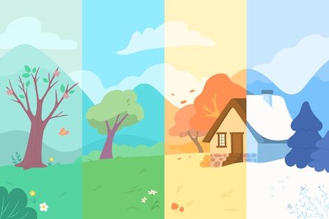 Seasons Illustration, 3d Hand, Psd Icon, Vector Hand, Psd Files, Children Illustration, Vector Photo, Four Seasons, High Quality Images