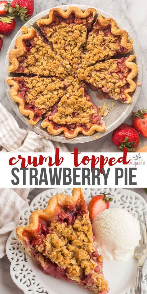 Strawberry Pie Topping, Strawberry Filling Recipe Desserts, Strawberry Strudel Recipes, Pie Recipes Strawberry, Berry Pie With Streusel Topping, Strawberry Pie Recipe Easy, Strawberry Rubarb Pie, Strawberry Pie With Strawberry Crust, Strawberry Crumble Pie