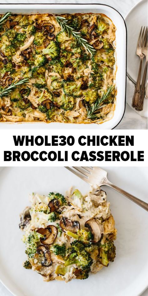 Recipe With Shredded Chicken, Paleo Casserole, Whole30 Casserole, Paleo Menu, Paleo Casserole Recipes, Vegan Alfredo Sauce, Mushrooms And Broccoli, Vegan Alfredo, Whole30 Chicken