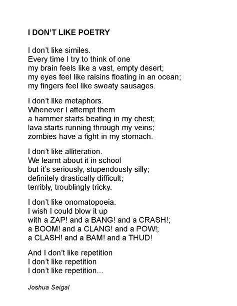 Joshua Seigal - 'YAPPING AWAY' out now! on Twitter: "On my website, a lesson plan in a poem! 'I DON'T LIKE POETRY' https://t.co/adumeL12jC #edutwitter https://t.co/Gmiz61PhjO" / Twitter Metaphor Poems, Similes And Metaphors, Literacy Lessons, How To Start Running, A Poem, Lesson Plan, My Website, Lesson Plans, Poetry