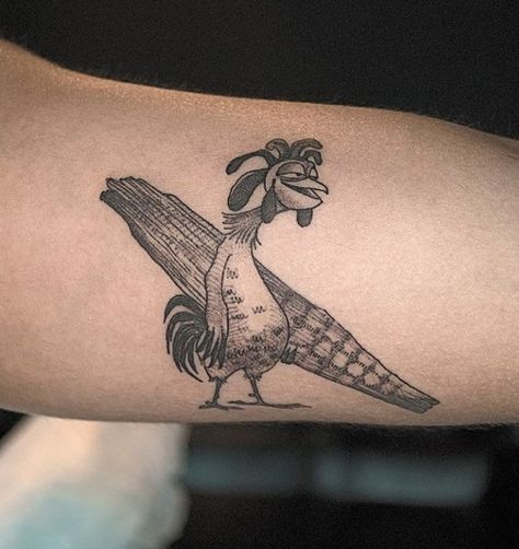 Chicken Joe Tattoo Design, Chicken Joe Tattoo, Chicken Joe, Penguin Tattoo, Tattoo Art Drawings, Cartoon Tattoos, Up Tattoos, Surfs Up, Tattoos And Piercings