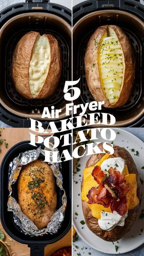 5 Air Fryer Baked Potato Hacks That Will Blow Your Mind (and Taste Buds)! Large Baked Potatoes In Air Fryer, Baked Potatoes In The Air Fryer Oven, How To Bake A Potato In The Air Fryer, Crispy Baked Potatoes In Air Fryer, Best Air Fryer Baked Potatoes, Airfryer Baked Potato Recipe, Air Fryer Baked Potato Recipes, Baked Potatoes In The Air Fryer, Air Fry Baked Potato