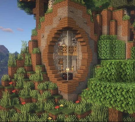 Minecraft Outside House Ideas, Cliff House Minecraft Aesthetic, Minecraft Cliff Base Ideas, Minecraft Architecture Buildings, Minecraft Cliff House Ideas, Mountain Minecraft Builds, Minecraft Houses In Mountains, Mountain Minecraft Houses, Minecraft House In Mountain