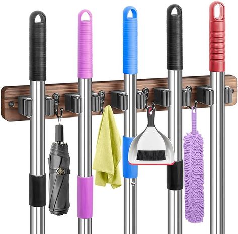 Wood Broom Holder with 5 Racks and 4 Hooks Broom Organizer, Laundry Room Organization and Storage, Mop Holder for Home Organization, Garden, Garage, Kitchen, Closet Broom Organizer, Plastic Broom, Laundry Room Organization Storage, Broom Hanger, Kitchen Closet, Garage Storage Racks, Mop Holder, Garden Garage, Garage Kitchen