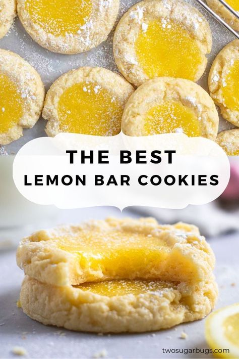 Lemon Bar Cookies Recipes, Lemon Cookies Recipes Easy, Lemon Bar Desserts, Lemon Blueberry Sugar Cookies, Lemon Custard Cookies, Gourmet Lemon Cookies, Lemon Stuffed Cookies, Recipes Using Lemon Curd Ideas, Lemon Pie Cookies