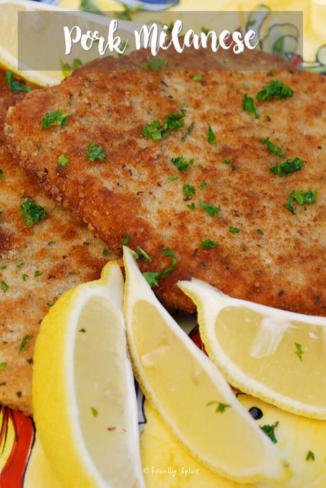 Pork Milanese Recipe, Pork Milanese, Milanese Recipe, Pasquale Sciarappa, Lidia Bastianich, Italian Menu, Pillsbury Recipes, Easy Meat Recipes, Pork Cutlets