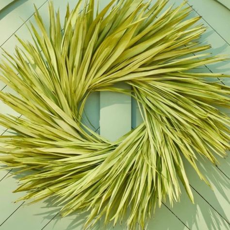 Chartreuse Palm Wreath | Vine+Branch Palm Wreath, Tropical Christmas, Palm Fronds, Coastal Christmas, Island Life, Palm Beach, Alabama, Vines, Wreath