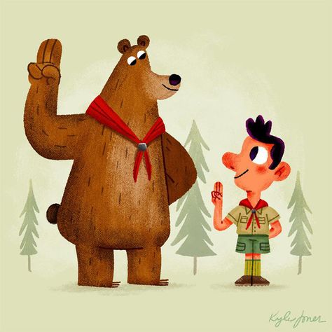 Boy Scouts Scouts Illustration, Scout Camping, Boy Illustration, Doodle Art Drawing, Identity Design Logo, Boy Scout, Pinturas Disney, Cub Scouts, Bear Art