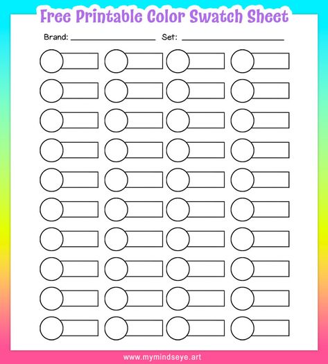 Free Color Swatch Template, Color Chart Template, Blank Color Chart Template, Color Pencil Swatch Template, Colored Pencil Swatch Chart, Color Swatches Template, Color Test Page, Free Printable Blank Color Swatch Chart, Swatch Board