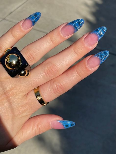 Acrylic nail inspo plaid fall nails almond shape gel polish design Plaid Almond Nails, Plaid Acrylic Nails, Plaid Nails Fall, Plaid Fall Nails, Fall Nails Almond Shape, Gel Polish Design, Fall Nails Almond, Gel Polish Designs, Nails Almond Shape