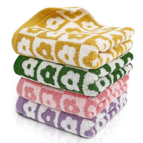 PRICES MAY VARY. 100% Cotton Hand Towels：Super absorbent and quick dry. Suitable for men, women, and kids for daily use. Hand Towels for Bathroom: Package included 4 bathroom towels are yellow, green, lilac, pink. Size 13 x 29 Inch. Use for the whole family, and not easy to confuse. Premium Quality: Checkered flower towels are reinforced edges, dense terry, and fade resistant. Used year after year. Widely Use：Soft hand towel is great for bathroom, kitchen, spa, beach, gym, hotel, salon, dormitor Gym Kitchen, Hand Towels For Bathroom, Towels For Bathroom, Hand Towels Bathroom, Cotton Hand Towels, Girls Bathroom, Bath Spa, Bathroom Kids, Linen Set