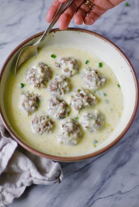 Greek Meatball Soup in Avgolemono (Youvarlakia) Clean Soup, Soup Night, 2024 Meals, Matzo Balls, Avgolemono Soup, Greek Meatballs, Cold Weather Food, Meatball Soup, Greek Cooking