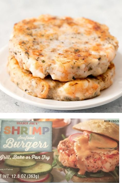 Burgers In The Oven, Shrimp Patties, Shrimp Burgers, Ways To Cook Shrimp, Healthy Eating Lunch, Shrimp Burger, Oven Air Fryer, Shrimp Sauce, Trader Joes Recipes