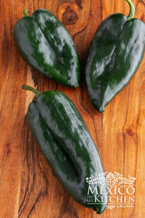 Poblano Peppers (How to roast and cook with them) Poblano Soup, Poblano Sauce, Poblano Peppers Recipes, Roasted Poblano Peppers, Empanadas Dough, Potato Tacos, Mexican Kitchens, Mexican Dessert, Stuffed Poblano Peppers