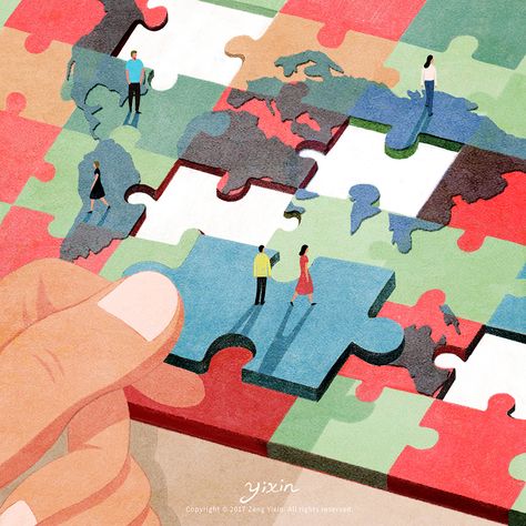 Destination on Behance Puzzle Poster Design Ideas, Destination Graphic Design, Puzzle Book Cover, Puzzle Poster Design, Puzzle Poster, Puzzle Graphic Design, Puzzle Illustration, Puzzle Art Design, Puzzle Graphic