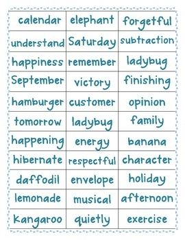 3 Syllable Words, 4th Grade Sight Words, Teaching Syllables, Phonics Chart, Words Worksheet, Multisyllabic Words, Phonics Rules, Reading Anchor Charts, Word Sorts