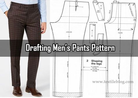 Men's Pants Pattern Drafting from Measurement - Textile Blog Men's Pants Pattern Drafting, Men’s Trousers Pattern, Men's Trousers Pattern Drafting, Male Pants Pattern, Pants Sewing Pattern Free For Men, Men's Pants Pattern, How To Sew Mens Pants, Male Trousers Pattern, Pant Pattern For Men