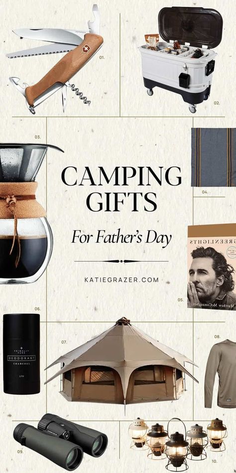 Discover the ultimate gifts for the camping enthusiast in your life with our curated list of the 17 Best Father's Day Gift Ideas! From rugged gear essentials to innovative gadgets, find the perfect way to celebrate Dad's love for the great outdoors. | Fathers Day Gifts, Camping Lover, Outdoor Enthusiast, Gift Ideas, Dad Gift Ideas Outdoor Enthusiast, Outdoorsy Gifts For Him, Camping Gifts For Him, Camping Box Ideas, Camping Gear Gadgets, Outdoorsman Gifts, Camping Aesthetic, Cool Fathers Day Gifts, Camping Lovers