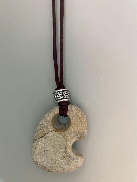 Hag Stone Necklace, Holey Stone Pendant, Pagan Stone Jewelry, Witch Stone, Protection Stone, Faerie Stone, Celtic Stone, Adder Stone Hag Stone Necklace, Adder Stone, Holey Stone, Stone Necklaces, Hag Stones, Rock Necklace, Protection Stones, Rock Painting Art, Stone Pendant