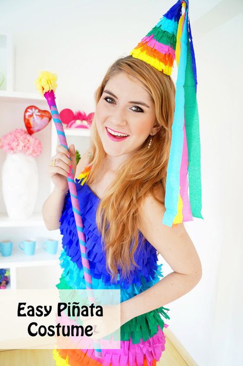 Diy Piñata Costume  •  Free tutorial with pictures on how to make a full costume in under 180 minutes Diy Pinata Costume, Piñata Costume, Pinata Halloween Costume, Pinata Costume, Homemade Pinata, Halloween Pinata, Diy Couples Costumes, Diy Pinata, Diy Kostüm