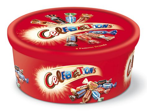 Tub of Celebrations in a raffle Soft Chewy Chocolate Chip Cookies, Best Junk Food, British Candy, Mars Chocolate, Celebration Chocolate, Chocolate Packaging Design, Chocolate Brands, Chocolate Packaging, Chocolate Box