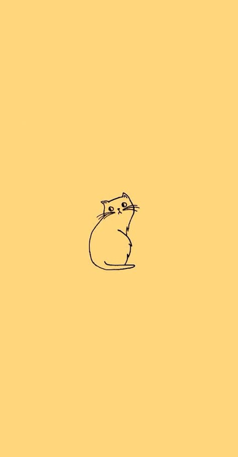 Cat doodle wallpaper in sunflower yellow (edit from original) Tumblr Yellow, Doodle Wallpaper, Iphone Wallpaper Yellow, Collage Pics, Yellow Aesthetic Pastel, Wallpaper Rose, Cat Doodle, Sunflower Yellow, Yellow Art