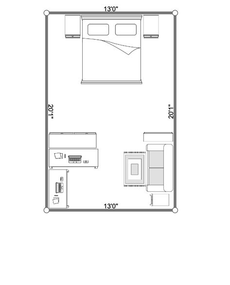 Bedroom Layout Ideas With Couch, Small Rectangle Room Layout Bedrooms, Bedroom Layout For Rectangular Room, Long Rectangle Room Layout Bedrooms, Bedroom Long Narrow Room Layouts, Bedroom Ideas For Long Rooms, Rectangle Apartment Layout, Bedroom Rectangle Layout, Couch In Bedroom Ideas Layout