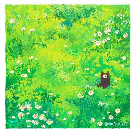 Grass Painting, Green Field, Picture Books Illustration, 캐릭터 드로잉, Ghibli Art, Environment Concept Art, Environmental Art, Art Background, Art Reference Poses