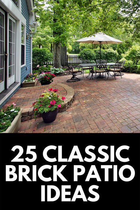 Brick Patio Outdoor Kitchen, Brick Back Patio Ideas, Brick Patio Pavers Design, Brick And Paver Patio Ideas, Outdoor Patio Ideas Brick, Backyard Brick Patio Designs, Brick Patio Furniture, Bricks Patio Ideas, Patio Across Back Of House