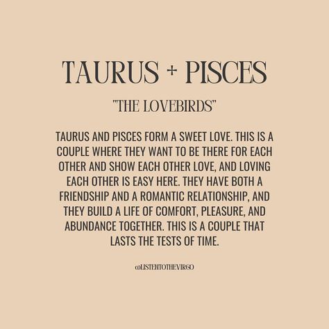 Taurus Love Compatibility + What Works 💜 #Listentothevirgo Taurus Men And Pisces Women, Taurus Man And Pisces Woman, Taurus And Pisces Compatibility, Taurus And Pisces, Taurus Love Compatibility, Pisces Relationship, Taurus Compatibility, Pisces Compatibility, Taurus Pisces