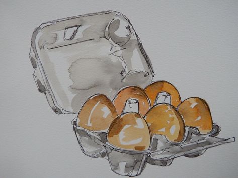 Original watercolour painting of a box of eggs hen chicken brown eggs half dozen | eBay Egg Watercolor Painting, Watercolor Eggs Painting, Food Art Painting Watercolour, Egg Sketch, Hen Wallpaper, Travelling Journal, Eggs Drawing, Watercolor Eggs, Hen Art