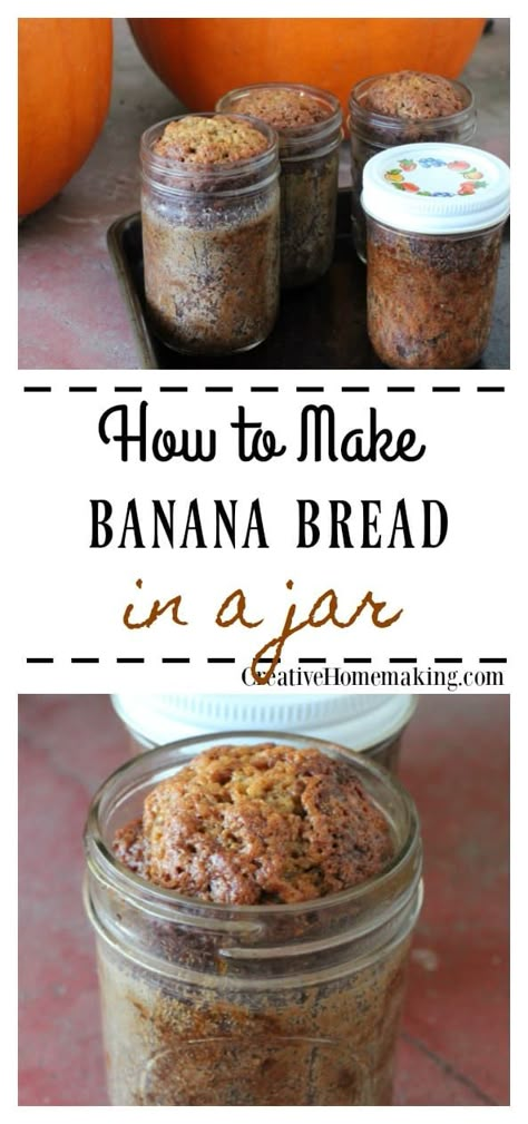 Bread In A Can Recipe, Canned Banana Bread, Jar Bread Recipes, Bread In A Jar Recipe, Banana Bread In A Jar, Canned Bread, Canning Bread, Bread In A Can, Bread In A Jar