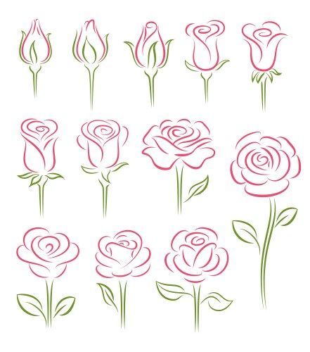 How Draw Rose, Simple Rose Line Drawing, Rose Flower Art Drawing, Carnation Flower Drawing Step By Step, How To Draw Rose Flower, Simple Rose Painting Acrylic, Pink Flower Painting Easy, How To Draw Roses Easy, Cute Aesthetic Things To Draw