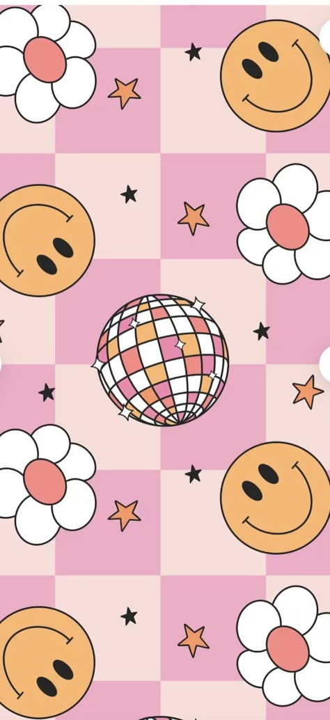 Smily Face Wallpaper Aesthetic Colorful, Girly Pop Wallpaper, Cute Retro Wallpaper Iphone, Cute Design Wallpaper, Preppy Patterns Wallpapers, Girly Retro Aesthetic, Groovy Wallpaper Iphone, Cute Retro Wallpaper, Fun Wallpaper Iphone