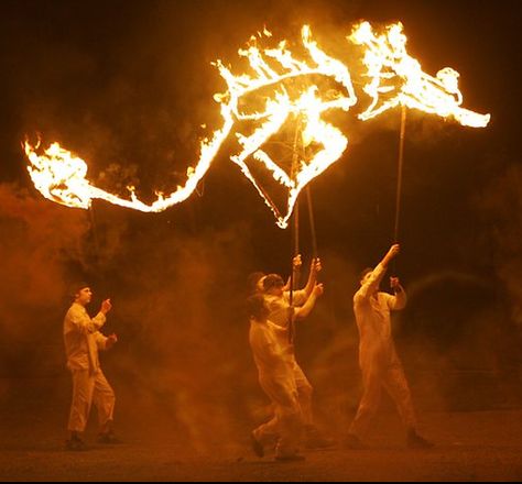 Fire! Fire? Can we have fire breathers/fire dancers? Fire puppets for the parade? Firefly? Woodford Festival Giant Puppet, Fire Sculpture, Hippy Party, Dancing Dragon, Lantern Parade, Dream Sequence, Fire Breather, Fire Festival, Dragon Fire