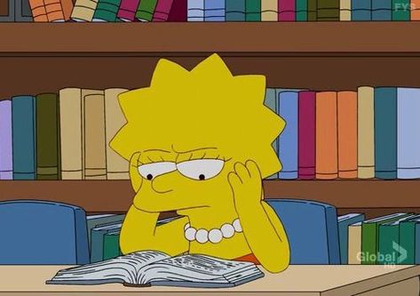 Lisa Simpson reading Reading A Book, A Cartoon, The Simpsons, Lisa Simpson, Cartoon Character, A Book, Desk, Reading, Books