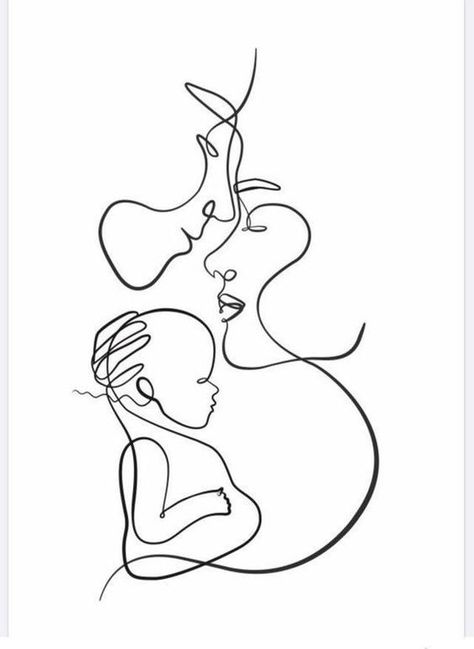 when 1+1=3 Mum Dad And Baby, Tato Nama, Baby Line Art, Vom Avea Un Copil, Minimalistic Line Art, Art Abstrait Ligne, Baby Tattoo Designs, A Line Drawing, Hope Art