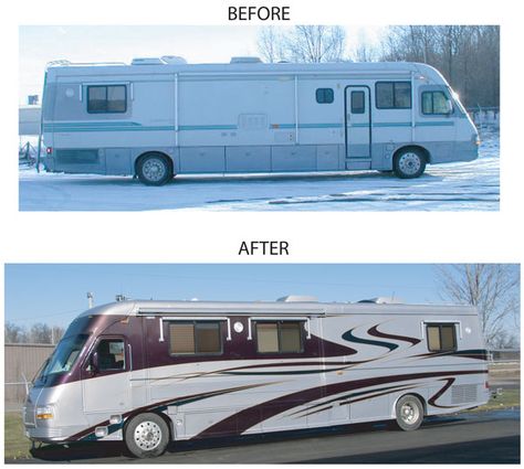 Wow....this paint transformation is amazing.... Marine Images, Paint Rv, Arts And Crafts Wallpaper, Rv Exterior, Crafts To Do When Your Bored, Rv Dreams, Gmc Motorhome, Coachmen Rv, Trailer Life