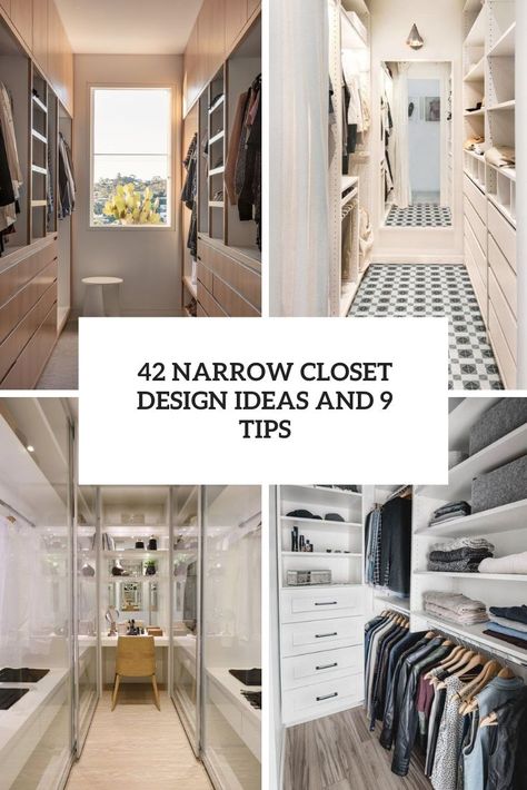 Long Narrow Closet Ideas Small Spaces, Long Narrow Closet Layout, Narrow Closets Ideas, Long And Narrow Closet Ideas, Narrow Walk In Closet Designs Layout, Small Walk In Closet Organization Layout, Closet Organization Ideas Narrow Walk In, Walk In Wardrobe Doors Ideas, Small Narrow Closet