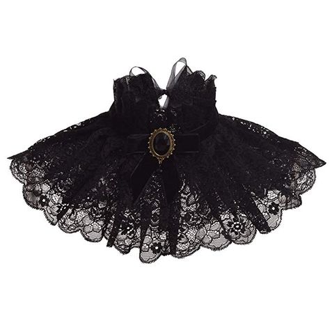 BLESSUME Lolita Black Neck Collar Elizabethan Ruff, Victorian Maid, Tie Brooch, Faux Collar, Cape For Women, Ruff Collar, Skeleton Halloween Costume, California Costumes, Fake Collar