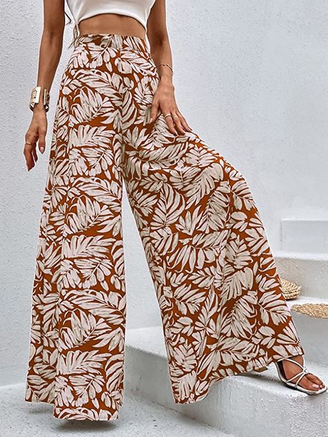 Flowy Pants Outfit Summer, Flowy Pants Outfit, Palazzo Pants Pattern, Cm Pp, Womens Palazzo Pants, Loose Wide Leg Pants, Summer Pants Outfits, Fashion 70s, Pants High Waisted