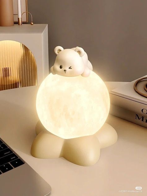 Bear Night Light, Compact Table, Dream Bedroom Inspiration, Cute Night Lights, Diy Room Decor For Teens, Tanah Liat, Peaceful Sleep, Cute Bedroom Decor, Cozy Room Decor