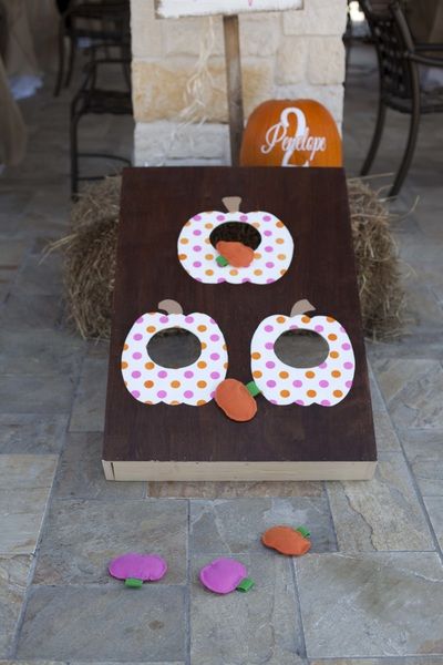 Harvest Festival Ideas For Preschool, Fall Bean Bag Toss, Harvest Party Preschool, Pumpkin Bean Bag Toss, Pumpkin Patch Ideas Festivals, School Fall Festival Games, Pumpkin Chuckin, Pumpkin Patch Ideas, Fall Birthday Party Ideas