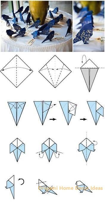 Origami Kutu, Diy Origami Home, Diy Origami Home Decor, Origami Home Decor, Origami Birds, Vika Papper, Creative Origami, Origami Diagrams, Tutorial Origami