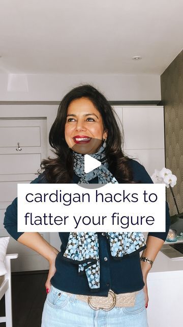 How To Wear Cardigans To Work, Tucked In Cardigan Outfit, Tucked Cardigan Outfit, Cardigan And Scarf Outfit, Cardigan Closure Ideas, How To Style Button Up Sweater Cardigan, How To Style An Oversized Cardigan, How To Tie A Cardigan Knot, How To Style Sleeveless Top