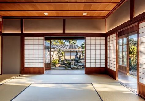 Japanese Heritage Shōya House | The Huntington Old Japanese House, Room Wall Mural, Clay Roof Tiles, Japanese Style House, Traditional Japanese House, Peel And Stick Wall Mural, Japanese Room, Small Courtyards, Gate House